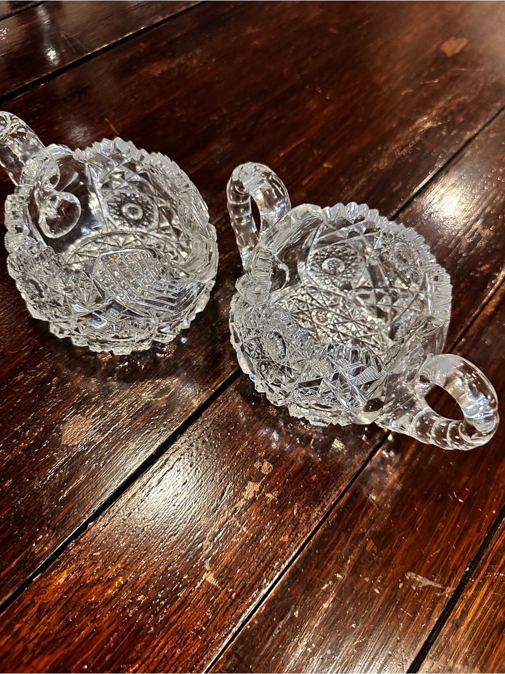 Cut Glass Sugar & Creamer